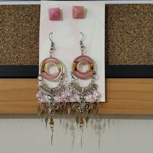 Pink earrings set